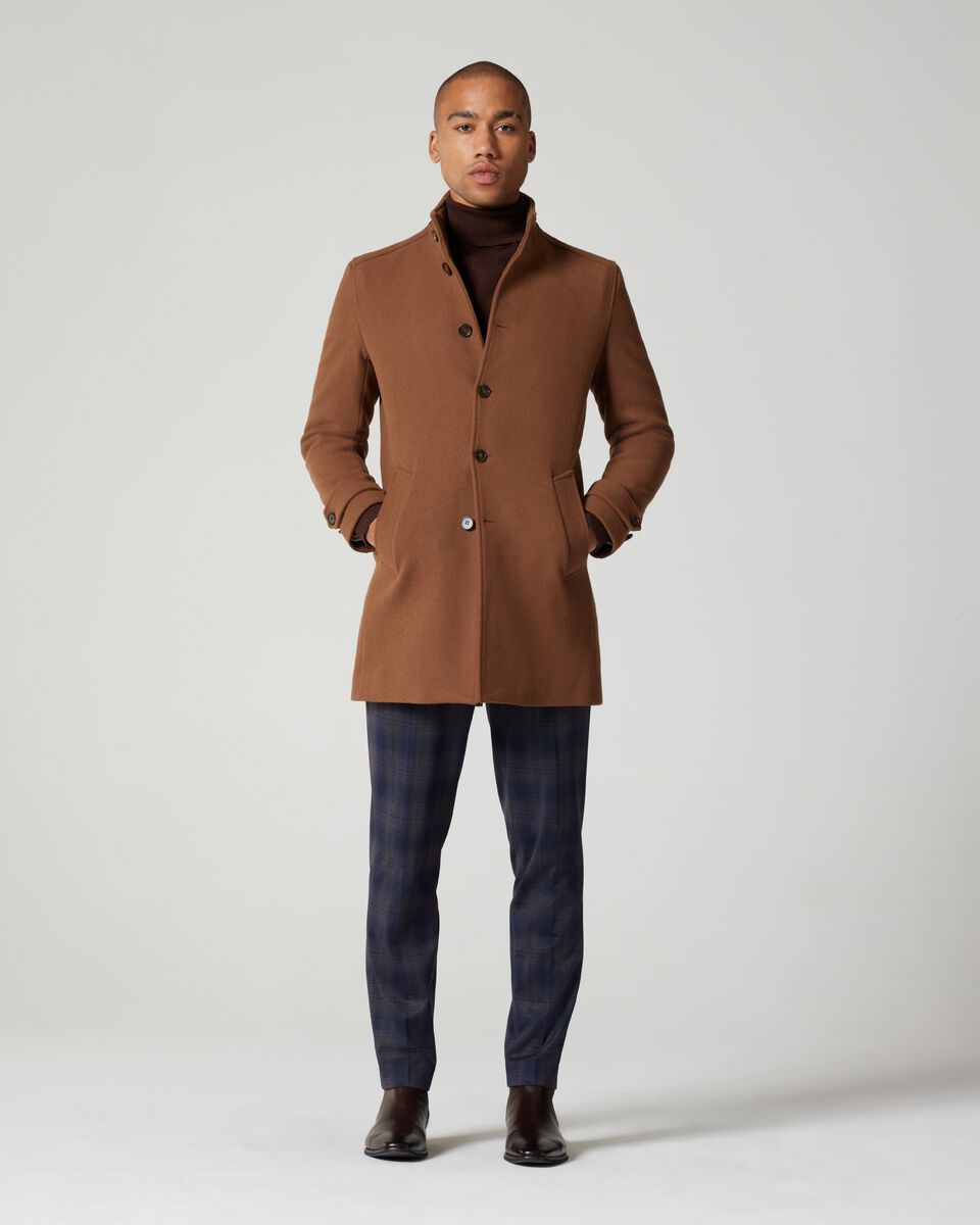 Wool Blend Funnel Neck Coat